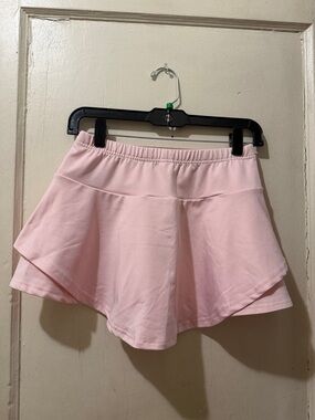 SHEIN Pale Pink Flared Skort with Elastic Waist